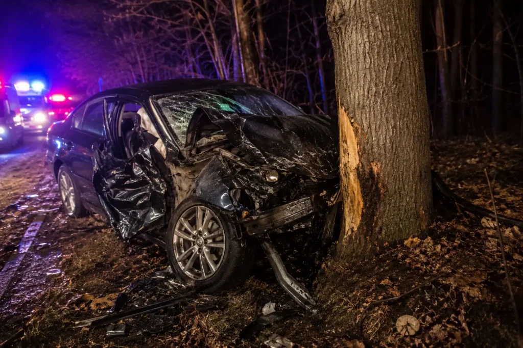 sedan crash Into Tree in Laurens