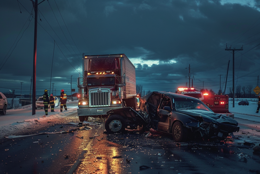 commercial vehicle accident attorney south carolina crash scene involving truck and passenger vehicle on highway