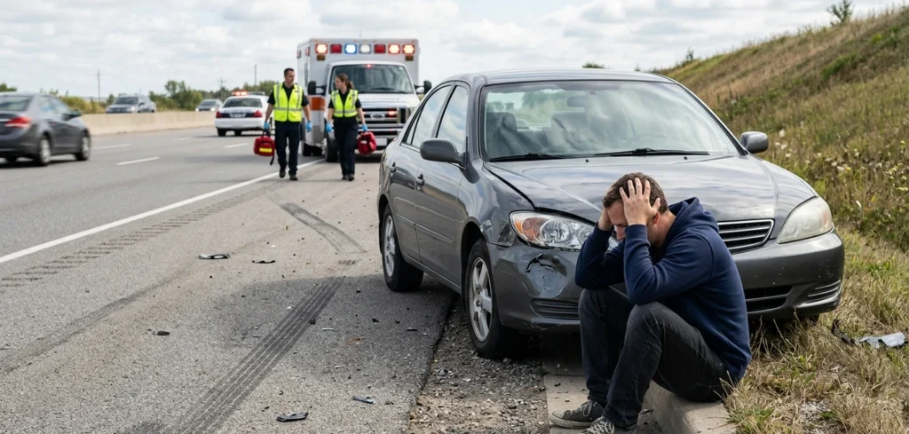 TBI symptoms after accident South Carolina person holding head after crash
