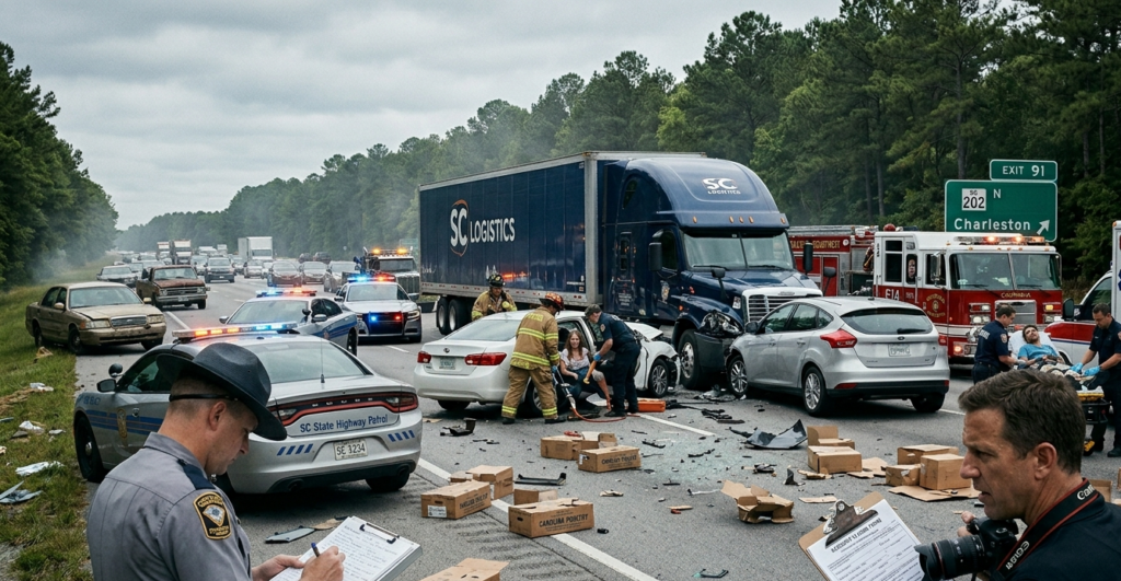 Truck accident settlement factors in South Carolina showing injuries, medical costs, lost wages, and legal considerations