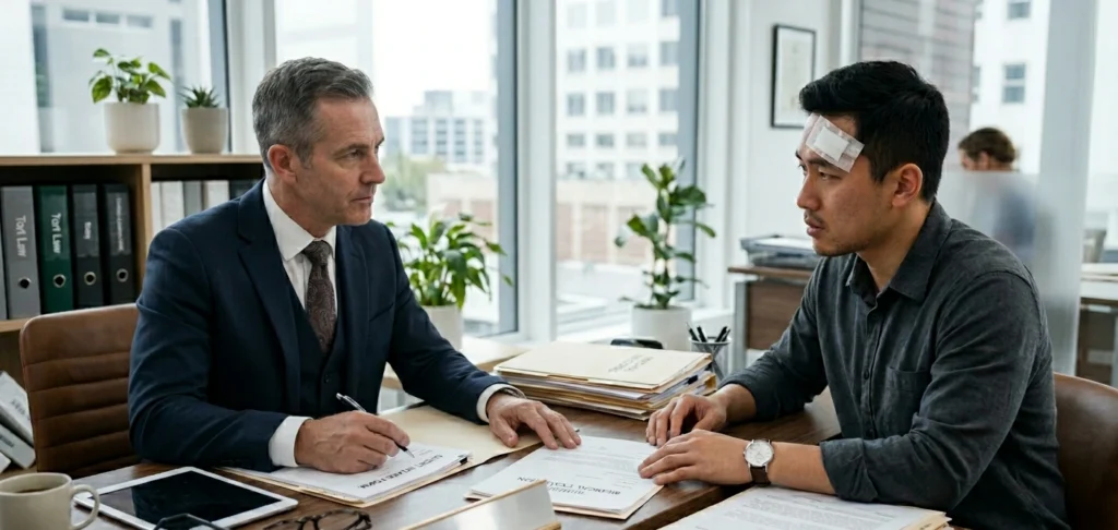 traumatic brain injury attorney South Carolina consulting client after accident